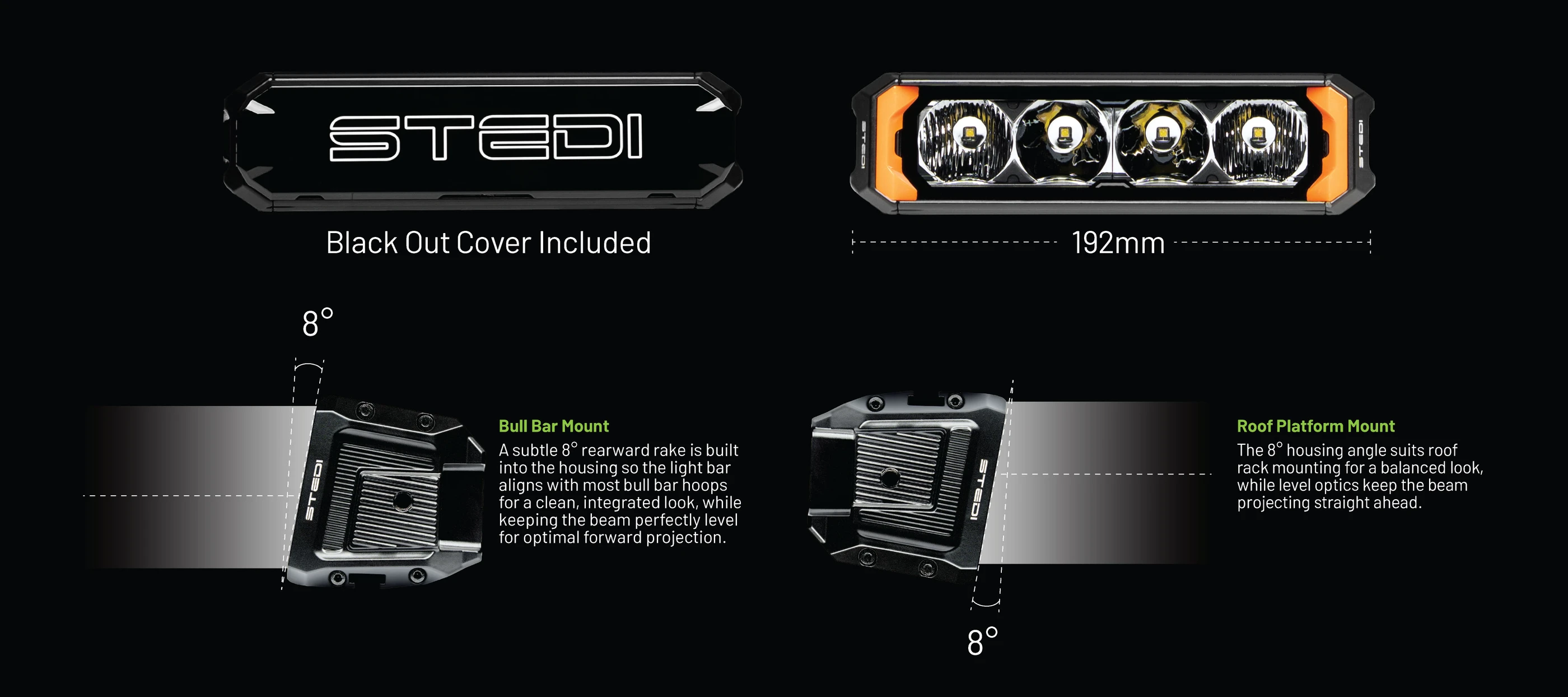 STEDI Sport Plus Single Row 7.5 inch 4 LED Light Bar